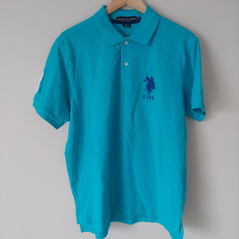 U.S. Polo Assn. Men's Polo Shirt, Big Pony, Teal, Large, Cotton